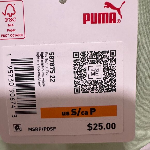 Puma Essentials‎ Mens Size S Light Mint Green Logo Crew Neck Sleeveless T-Shirt - Picture 4 of 8